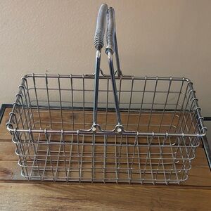 Metal Wire Basket with Handles Vintage Rare